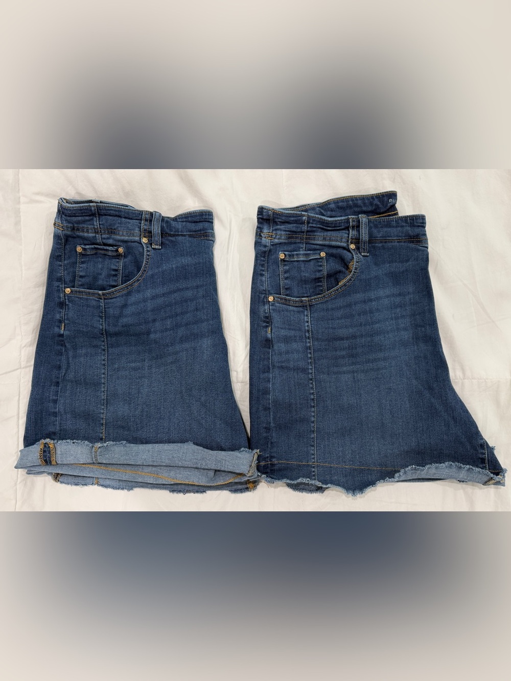 Chico’s Denim Mini Shorts. Pair - Dark Blue Fray Hem